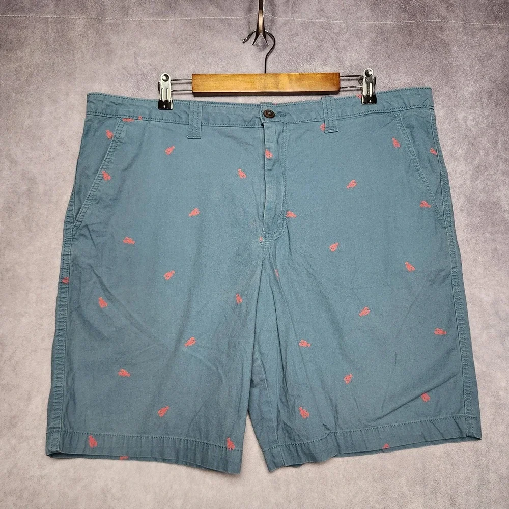 Magellan Outdoors Mens 38 Blue Lobster Print All Over Chino Shorts Casual Summer